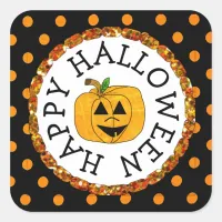 Pumpkin Happy Halloween square Stickers