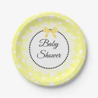 Yellow and White Polka Dot Baby shower Paper Plate