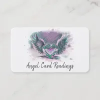 *~* Opal Heart Angel Wings AP78 QR Pastel Business Card