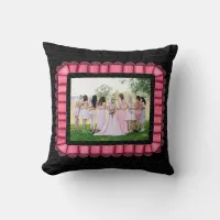 Modern Photo Best Friends Bridal Lace Pink Trendy Throw Pillow