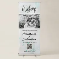 *~* QR Floral Azalea Wedding Welcome Minimal Retractable Banner