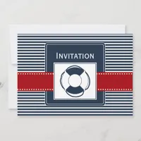 navy stripes, lifebuoy , nautical wedding invites