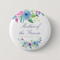 Watercolor floral Wedding Mother of the Groom Button
