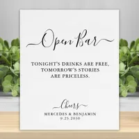 Elegant Open Bar Calligraphy Personalized Wedding  Foam Board