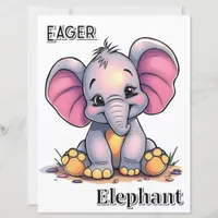 Eager Elephant  | Cute Cartoon Kid's Nursery Art