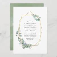 Geometric Eucalyptus Celebration of Life Photo Invitation