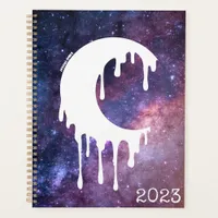 Gothic Dripping Moon White Silhouette Galaxy Planner