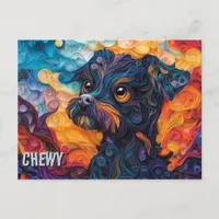 Brussels Griffon Paper Quilling Art Dog Portrait Postcard