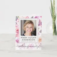 Floral Photo Funeral Memorial Thank You Note Card