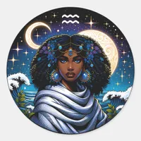 Horoscope Sign Aquarius Symbol Classic Round Sticker