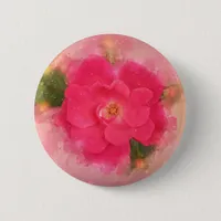 Pink Rose  Floral Watercolor Button