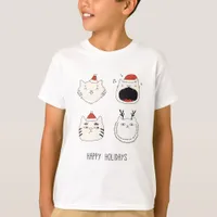 Adorable Happy Holidays Christmas Cats T-Shirt