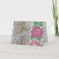 Vintage Floral Print Fabric Card