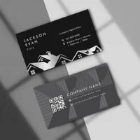 Modern Black & Silver Roofing Construction Repair Business Card