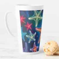 Cute colorful little starfish in sea  latte mug