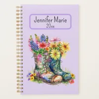 Flowers in Boots Personalize with Name, Year Planner