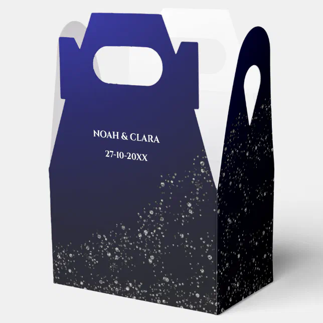 Celestial wedding Full Moon & Stars Midnight blue  Favor Boxes