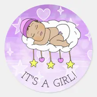 It's a Girl , Baby Shower or Birth Announcement Classic Round Sticker