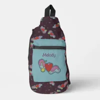 Love Note: Doodle Heart Music Lovers Name Teal Sling Bag