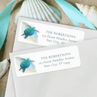 Beach Christmas Sea Turtle Glitter Return Address Label