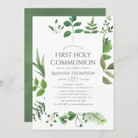 Woodland Forest Greenery First Holy Communion Invitation