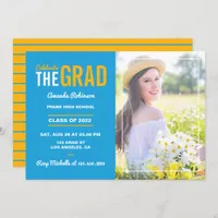 Blue and Gold Graduation Party Invitation