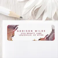 Purple And Gold Modern Art Liquid Ink Return Label