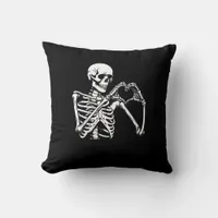 Skeleton Heart Hands Sign Halloween Costume Retro  Throw Pillow