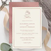 Elegant Dusty Rose Orchid Monogram Wedding  Invitation
