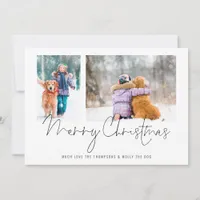 2 Photos Script Family and Dog Merry Christmas