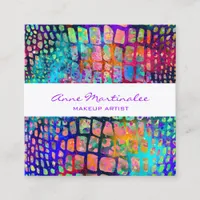 Exotic Colorful Snakeskin Print Square Business Card