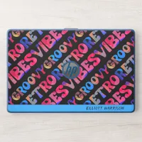 Groovy Retro Vibes Multicolor Custom Name Trendy HP Laptop Skin