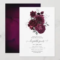 Burgundy and Silver Floral Bridal Shower Invitation