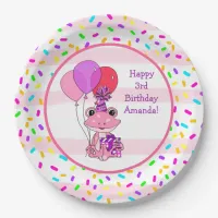 Pink Frog Girl's Birthday Candy Sprinkles Party Paper Plates