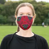 Red Flowers in a Kaleidoscope Pattern, ZSSG Adult Cloth Face Mask