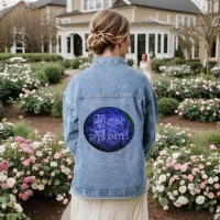 Best Mom with Blue Flower Background Denim Jacket