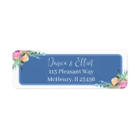 Blue Elegant Pink Rosebud  Label