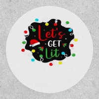 Let's Get Lit Funny Christmas Drinking Lights Sant Patch