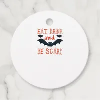 Eat Drink And Be Scary Halloween Bats Party Hallow Favor Tags