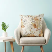 Cozy Autumn Floral Botanical Print Throw Pillow