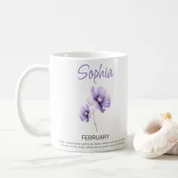 February Personalized Birth Flower  Coffee Mug