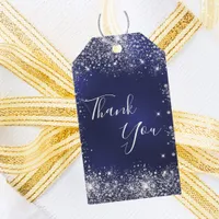 Navy blue silver sparkles thank you gift tags