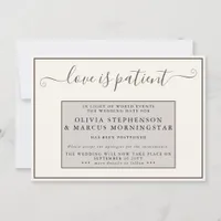 Earthtones Postponed Event Love is Patient Invitation
