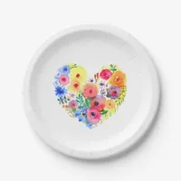 Pretty Floral Wreath Watercolor Art Paper Plates