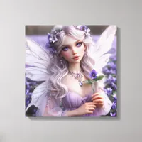 Beautiful February Fairy in Violets Canvas Print