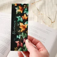 Dark Academia Ivy Leaves Dark Personalized Bookmarks