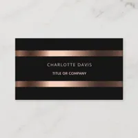 Black rose gold minimalist elegant modern business card