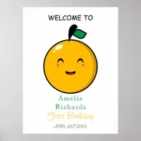  Little Cutie Orange Citrus 1st Birthday  Poster