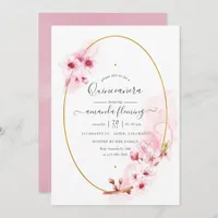 Pink Spring Cherry Blossom Quinceañera Invitation