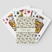 Sage Green and Gold Christmas Ornaments Poker Cards